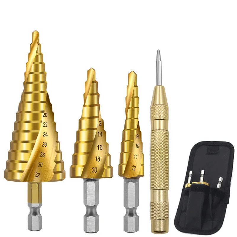 3pcs HSS Titanium Drill Bit 4-12 4-20 4-32 Drilling Power Tools Metal High Speed Steel Wood Hole Cutter Cone Drill