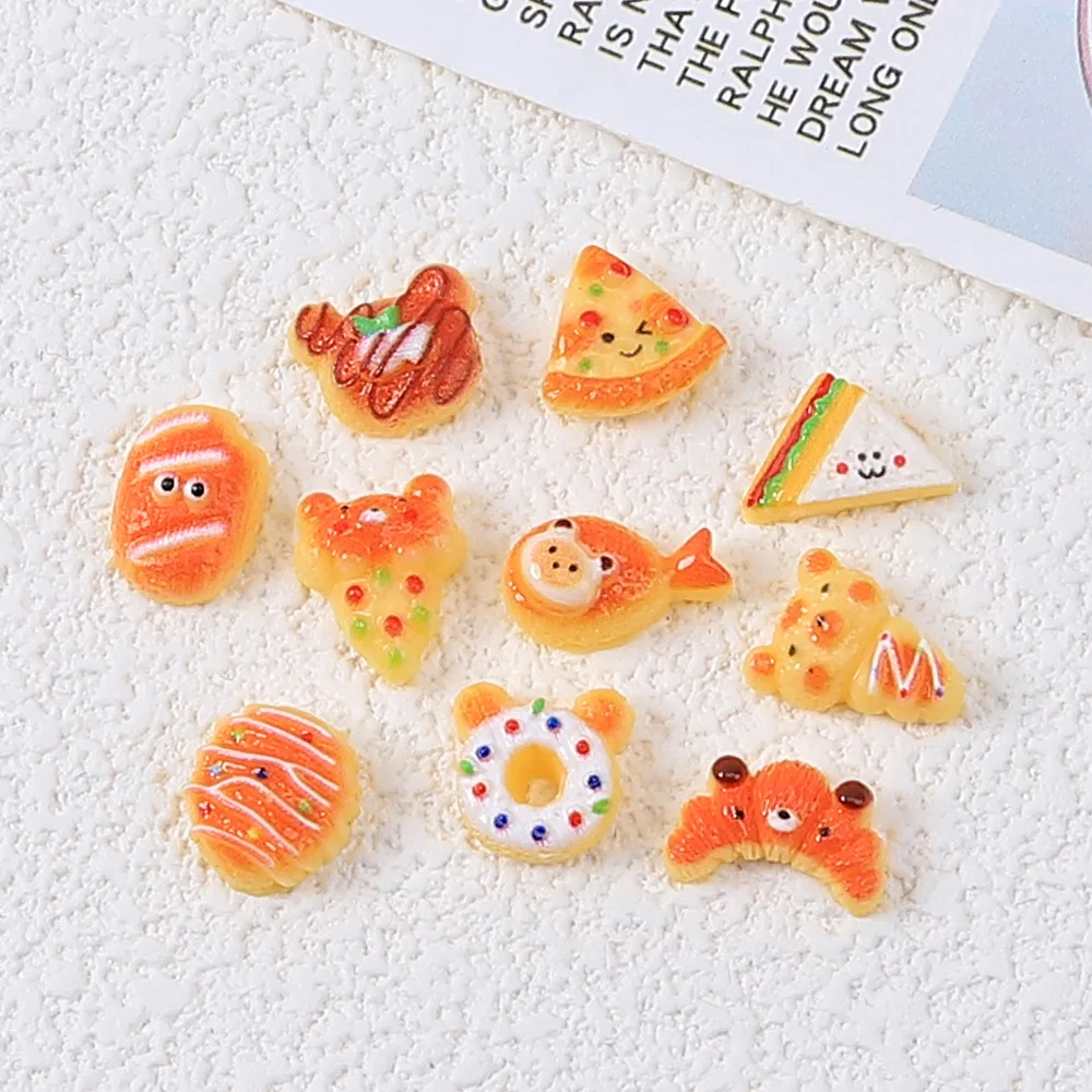 20 шт./лот 3D моделирование мультяшная еда подвески для ногтей смола сладкий хлеб