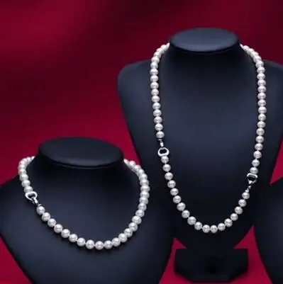 

Ожерелье и браслет из натурального белого жемчуга, 8-9 мм, 7-8,5 дюйма