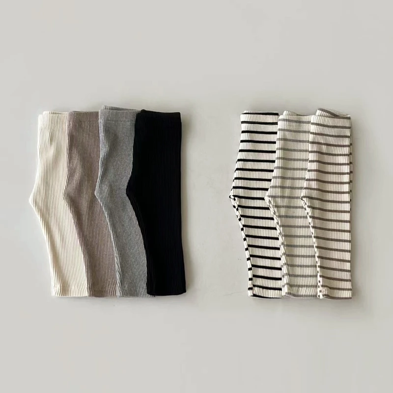 

Toddler Baby Girl Boy Leggings Spring Autumn Solid Striped Skinny Long Pants for Infants Cotton Casual Kids Clothes Girls 0-24M