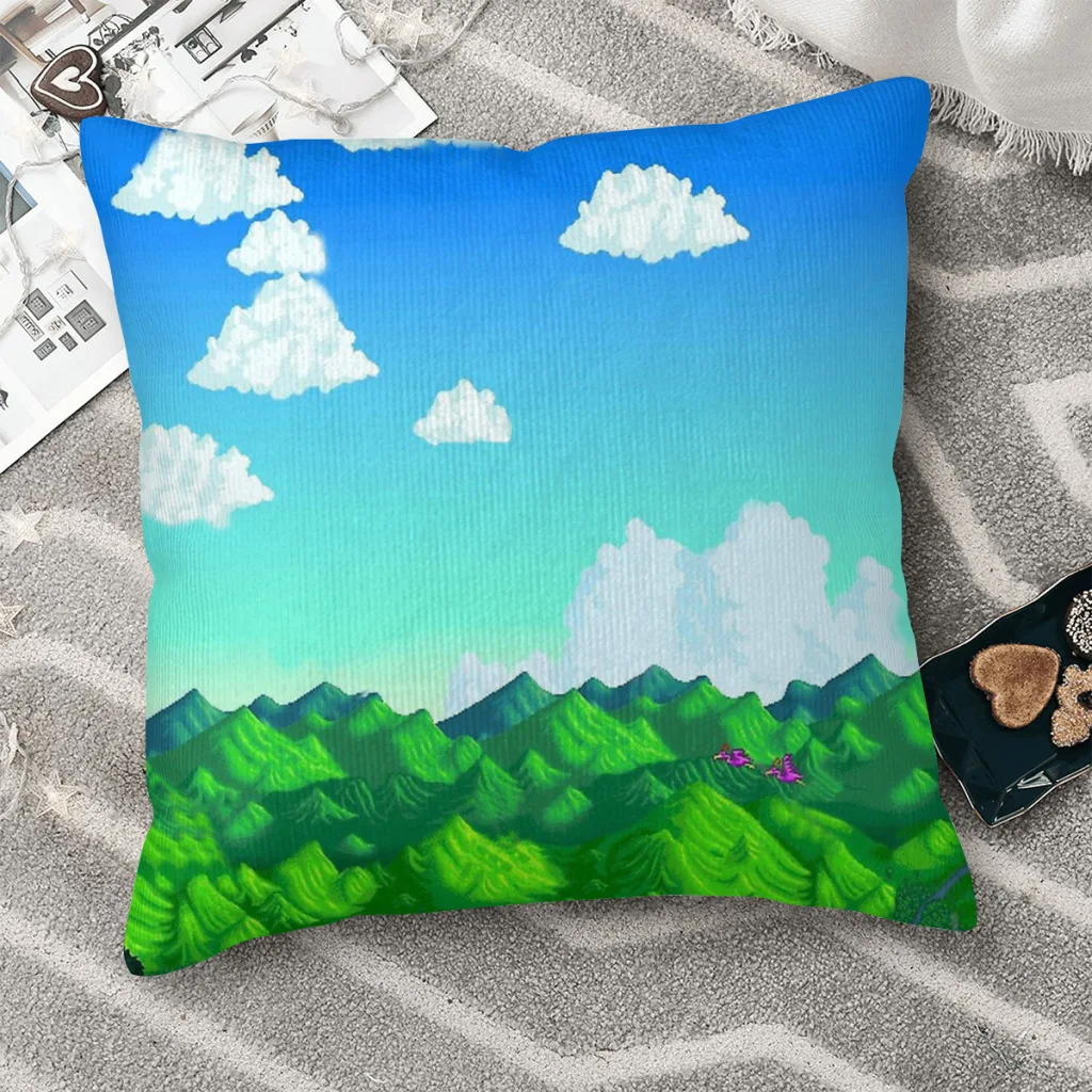 

Mountain Throw Pillow Case Stardew Valley Rural Business Simulation Game Short Plus Cushion Covers Home Sofa Chair Backpack