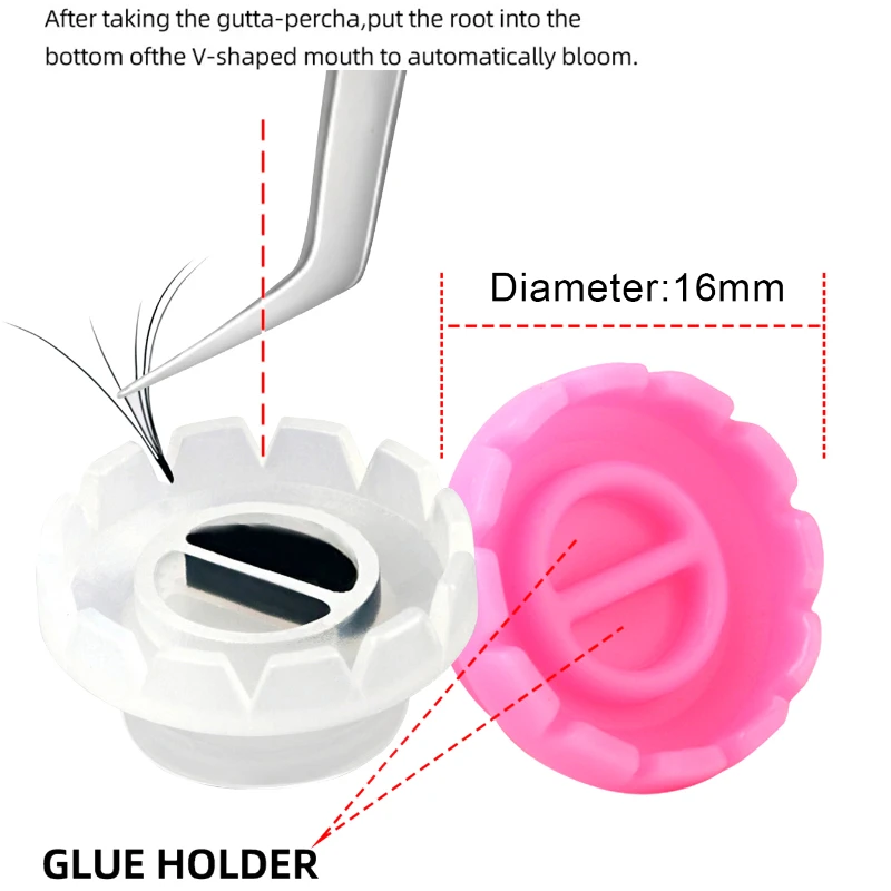 100 шт. индивидуальный держатель для клея ресниц прививка накладных бело-розовый