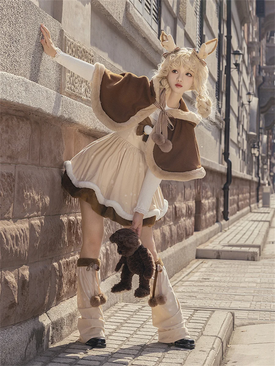 Зимняя теплая накидка для косплея Лолиты Withpuji японская лоли костюм Jsk полосатый