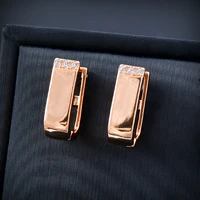 sinleery classic 585 rose gold color square earrings for women cubic zirconia hot fashion jewelry wedding accessories zd1 ssp