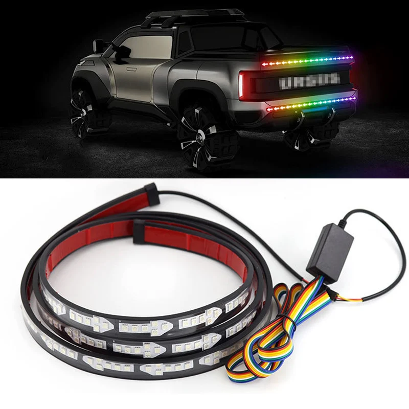 

60inch RGB Led Tailgate Light Bar Dynamic Arrows Truck Warning Signal Stop Lights Multi-function Running Lamp for Cars Pickup