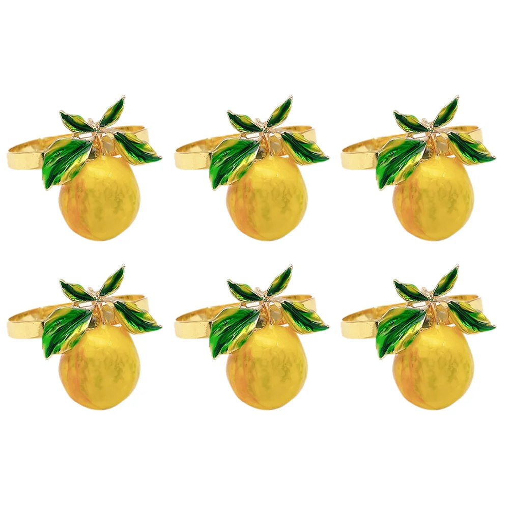 

6Pcs Lemon Napkin Rings Napkin Holders Tropical Fruit Napkin Buckle Table Top Decor for Birthday Wedding Party Decor