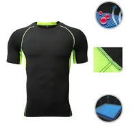 sports t shirt mens running short sleeved fitness tights breathable quick drying moisture wicking compression streetwear