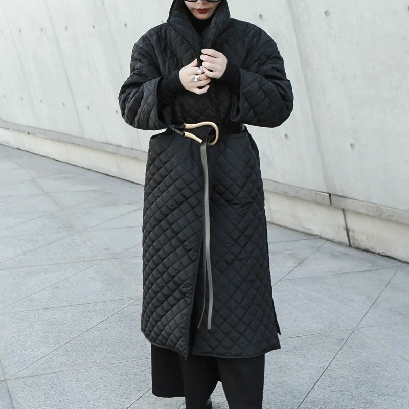 2021 Oversize X-Long Cotton-padded Coat Long Sleeve Loose Fit Women Parka Fashion Tide New Spring Autumn Winter Warm Parkas