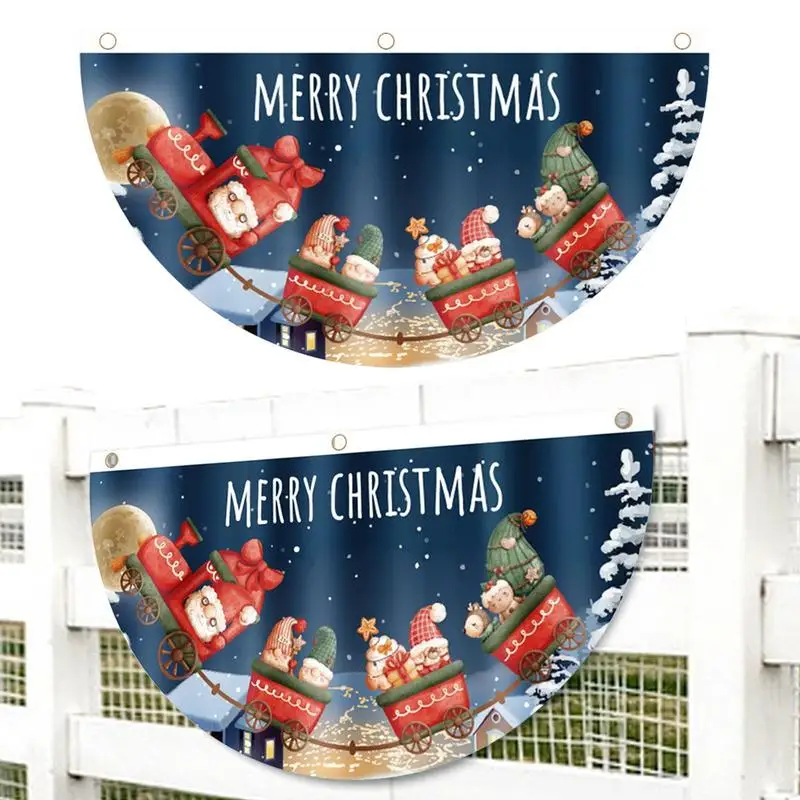 

Веерообразные Рождественский Садовый флаг с надписью "Merry Christmas", флаги с люверсами, 2 шт., флаг с рождественским принтом, подвесной флаг