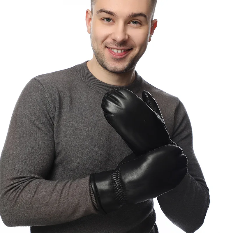 

Мужские зимние ветрозащитные перчатки из овечьей кожи