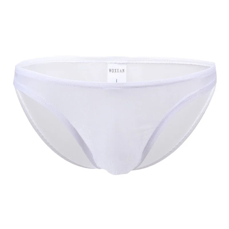 

Men Sexy See-through Ice Silk Briefs Mesh Sheer Pouch Stretchy Seamless Transparent Ultra-Thin Breathable Underwear Briefs