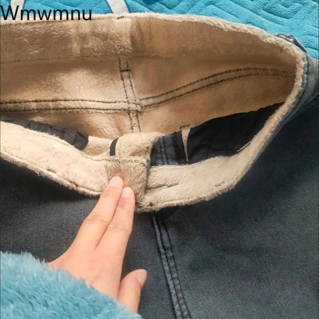 

High Waist Plus Velvet Casual Skinny Denim Pants Slim Thicken Jean Capris Warm Winter Vaqueros Fleece Lined Women's Pencil Jeans
