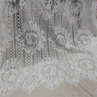 thick ivory white lace fabric with eyelash edge vintage wedding dress sewing cloth embroidery flower l344