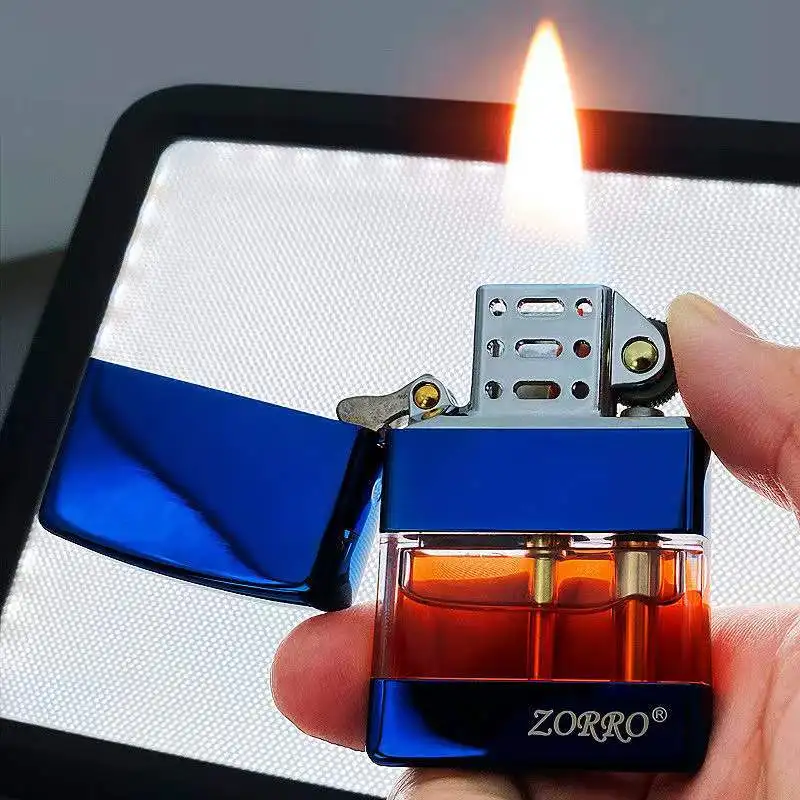 

ZORRO 690 New Transparent Oil Tank Kerosene Lighter Pure Copper Clamshell Grinding Wheel Windproof Petroleum Lighters Men’s Gift