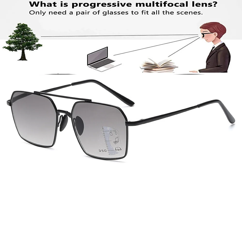 Солнцезащитные очки для чтения с прогрессивными многофокальными линзами серые