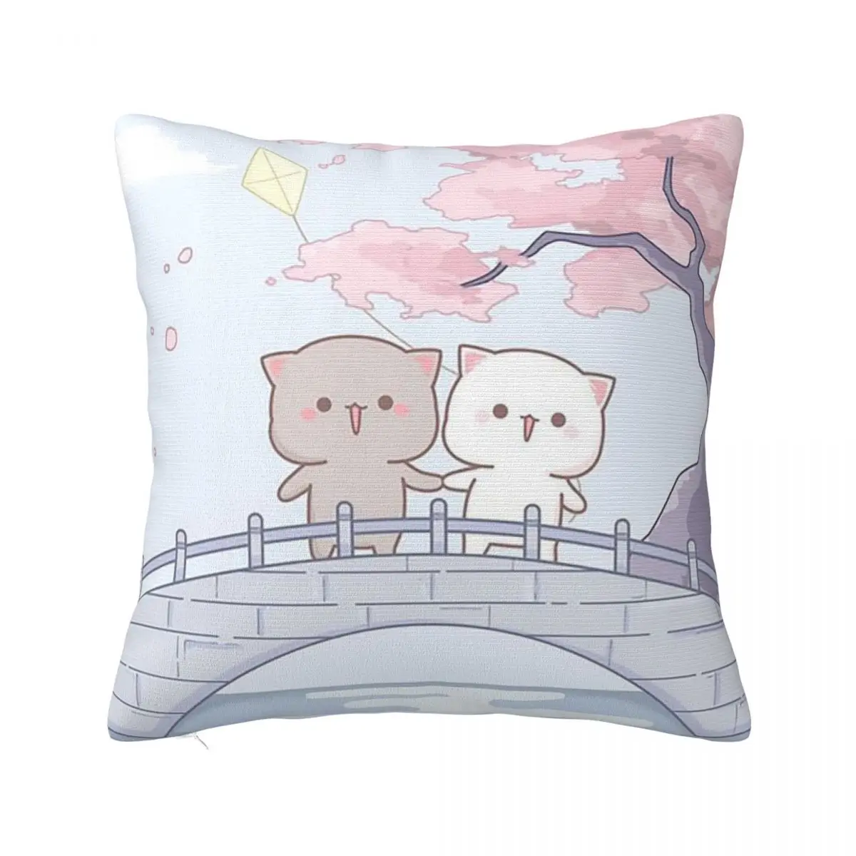 

Peach And Goma Mochi Cat Pillowcase Printing Polyester Cushion Cover Decor Pillow Case Cover Home Zipper 40X40cm