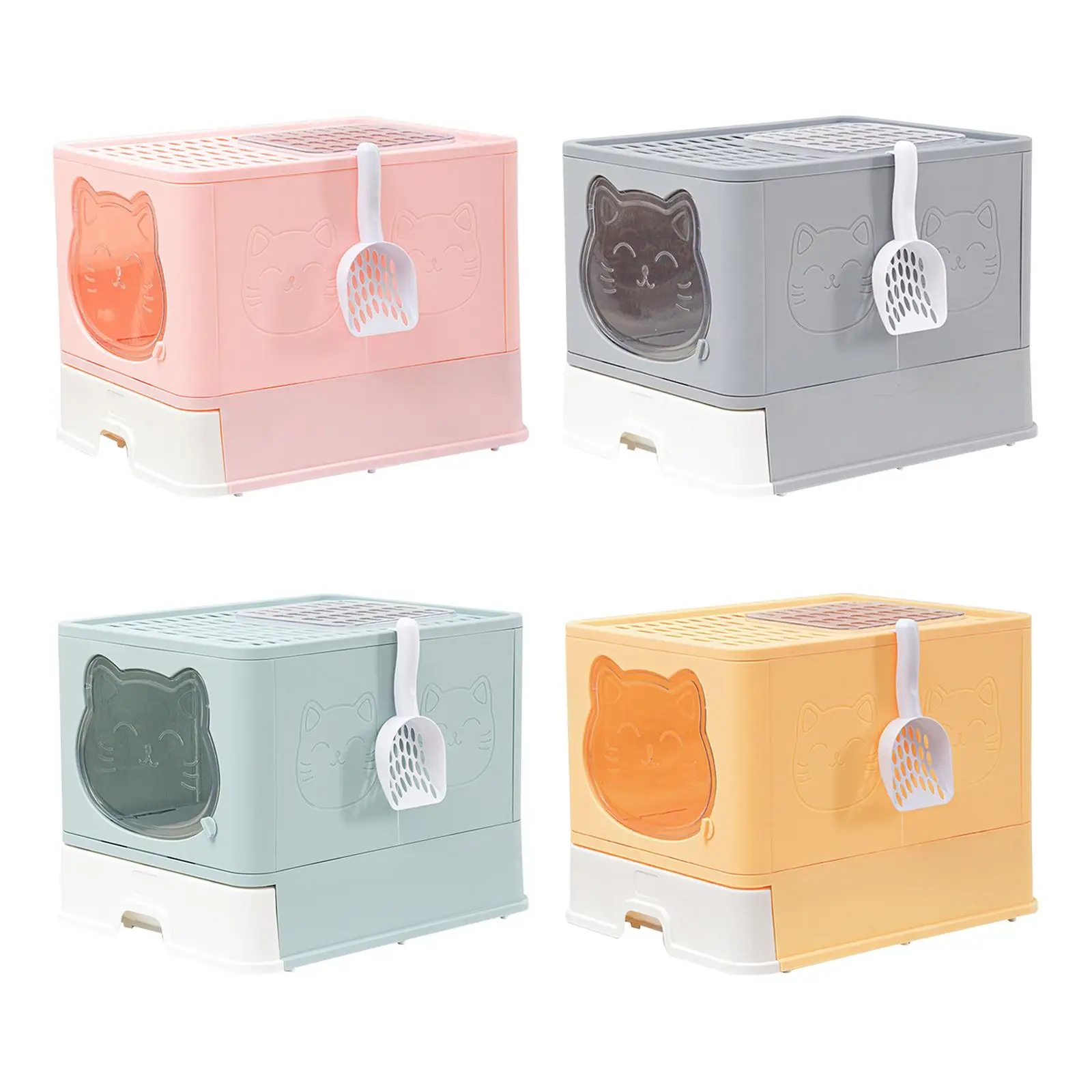 

Cat Litter Box Kitten Toilet Collapsible Drawer Type Hollow Holes AT The Top