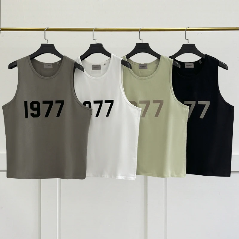 

Fashion Brand Summer Men's Essential Flocking Logo Sport Vest Top Workout Training Singlet Men Sleeveless Shirt Oversize Tank