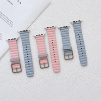double color square buckle leather watch strap for apple watch series 7654se321 stylish simplicity apple watch strap