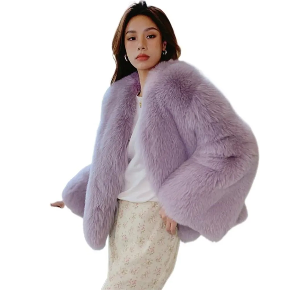 Fashion Winter Warm Coat Real Fox Fur Ladies Coat Natural Fur Short Fur Coat Jacket Luxury Ladies Fur Outwear