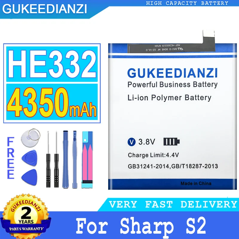 

4350mAh GUKEEDIANZI Battery HE332 For Sharp S2 fs8010 Aquos S2 FS8018 S3 Mini S3mini Big Power Bateria