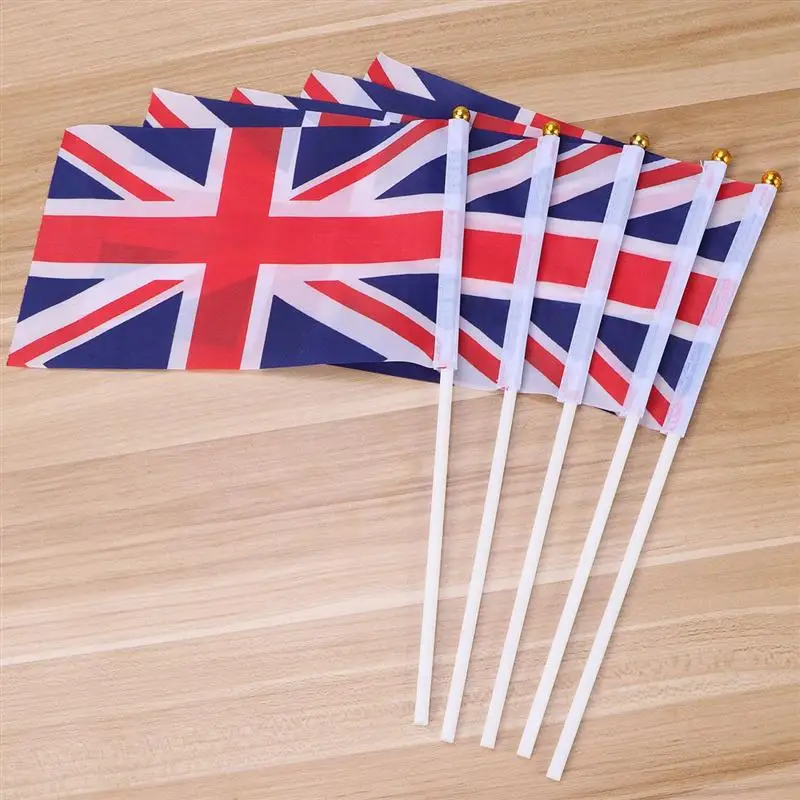 

100pcs Union Jack Hand Waving Flag Royal Jubilee UK GB Great Britain Flags Flagpoles Hand Waving Flags Decoration Flying Flag