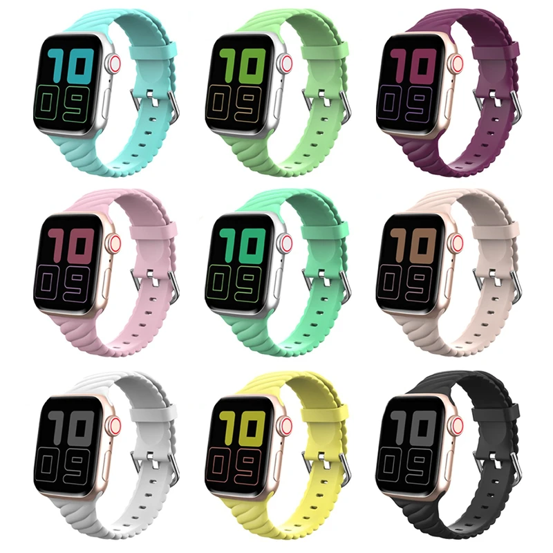 

For Apple Watch Band 44mm 40mm 38mm 42mm 41 45mm Sports Bracelet iWatch Series 7 3 4 5 se 6 2 1 Strap Silicone Color Loop Strap