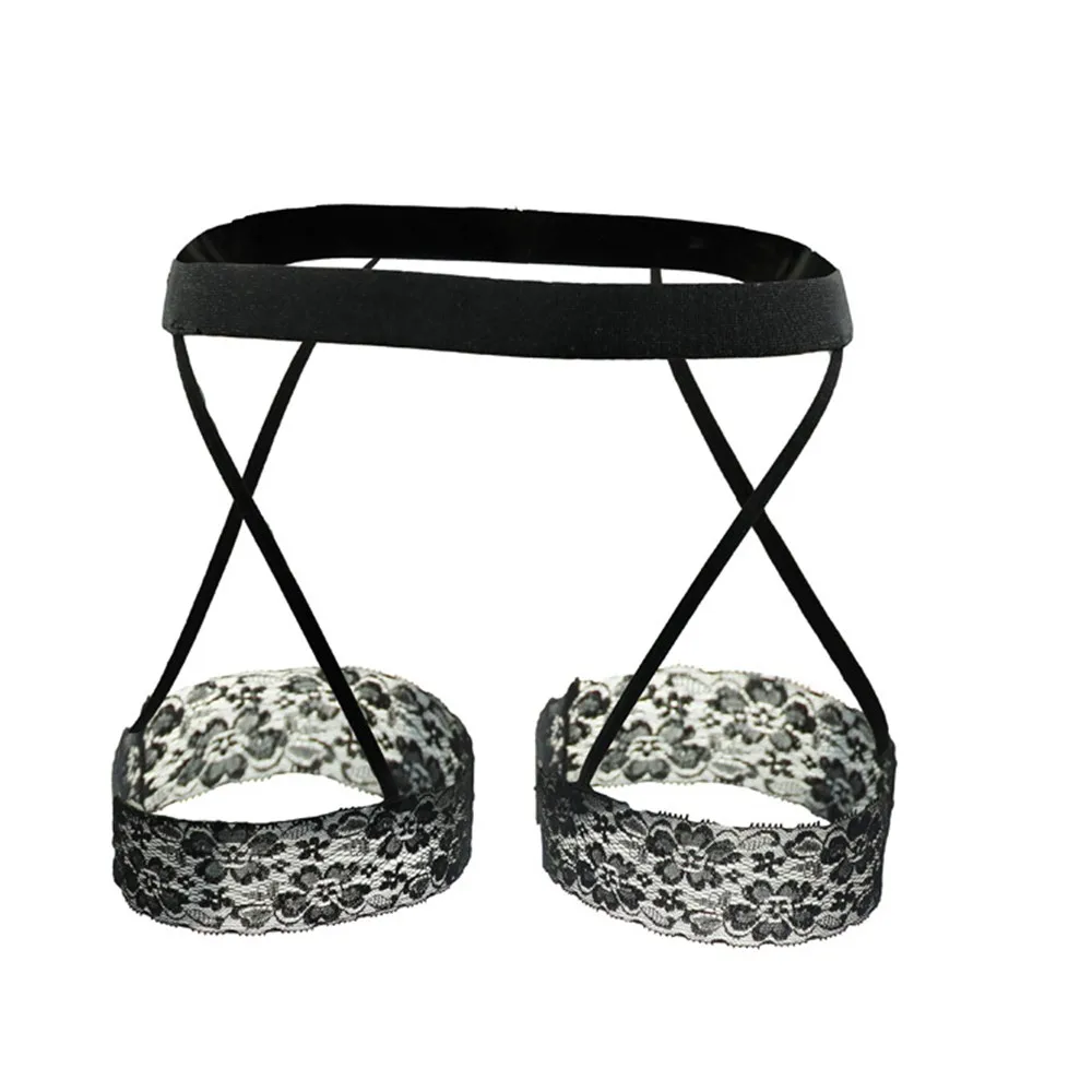 Шорты трусики-стринги мужские трусы черные кружевные подвязки шорты-стринги