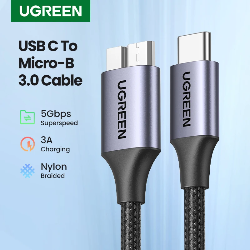 Кабель USB-C/Micro 3.0 В Ugreen, для передачи и синхронизации данных, для MacBook, жесткого диска HDD, SSD