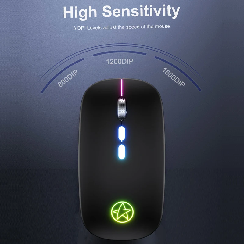 Мышь Компьютерная аккумуляторная беспроводная Бесшумная с RGB-подсветкой USB 2 4 ГГц