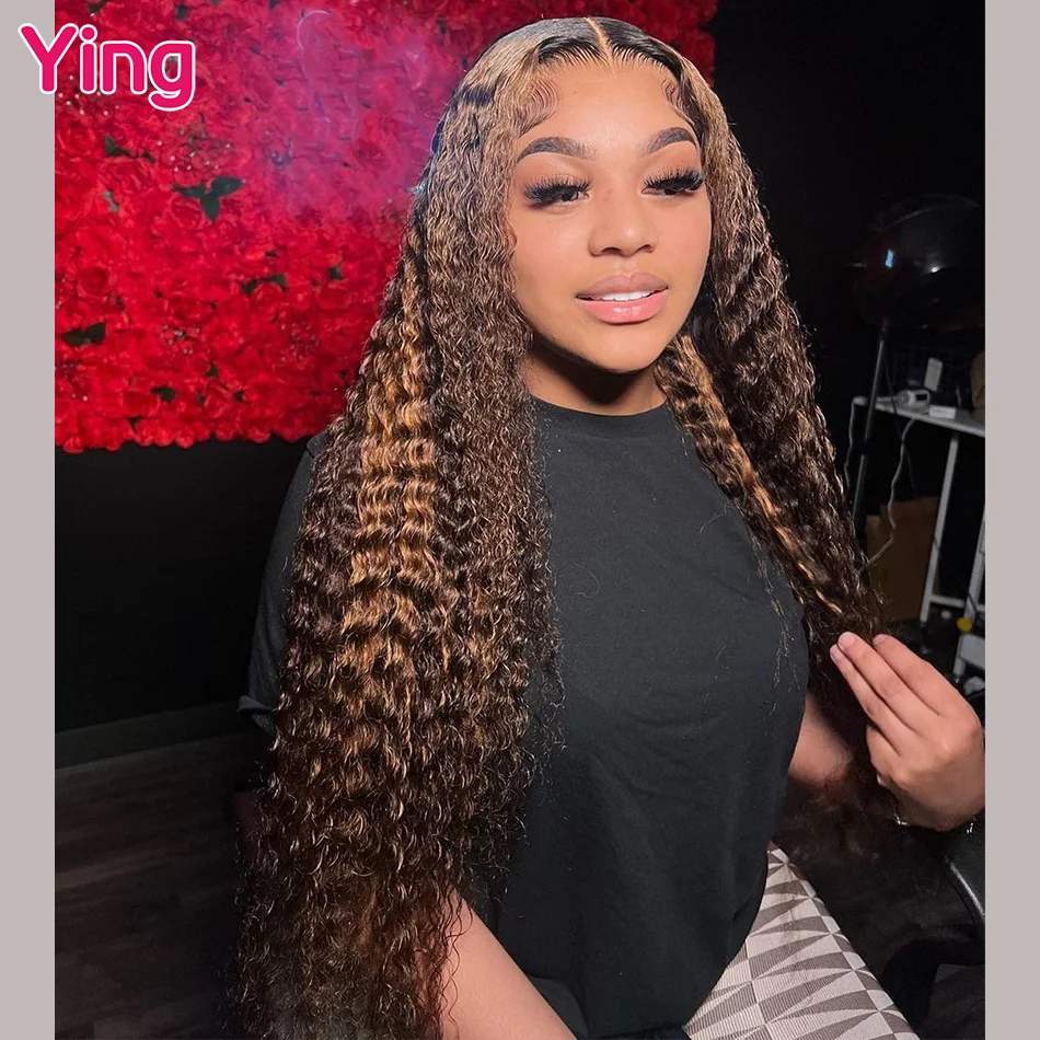 

Ying Curly Wave 4/27 Highlight Omber 13x6 Lace Frontal Wig Human Hair 13x4 Lace Front Wig PrePlucked 5x5 Transparent Lace Wig