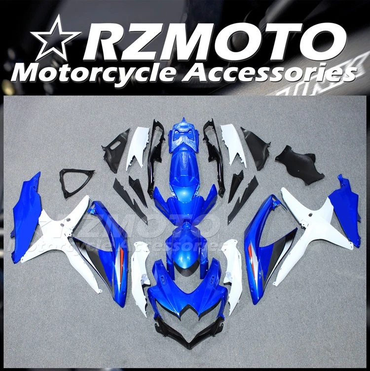 

4 подарка, новый комплект обтекателей из АБС-пластика, подходит для Suzuki GSX-R 600 750 K8 08 09 10 2008 2009 2010, комплект обтекателей синего и белого цвета