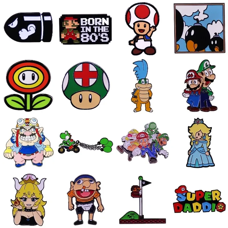 Классическая фигура MarioBros эмалированная булавка ретро значок аркадной игры