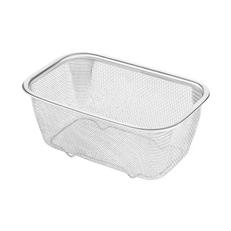 

Fine Mesh Oil Strainer Stainless Steel Mesh Strainer Basket Rectangle French Fries Holder Fried Food Table Serving Potato