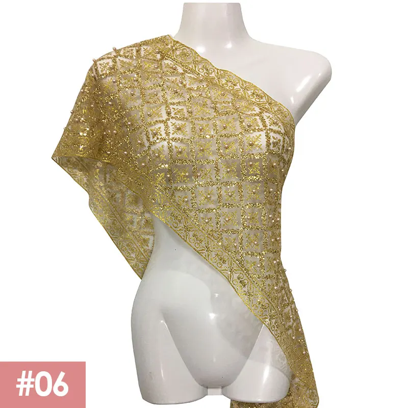 tradycyjna tajska sukienka dla kobiet z haftowanym szalem i cekinami koralików Materiał poliestrowy do noszenia na święta