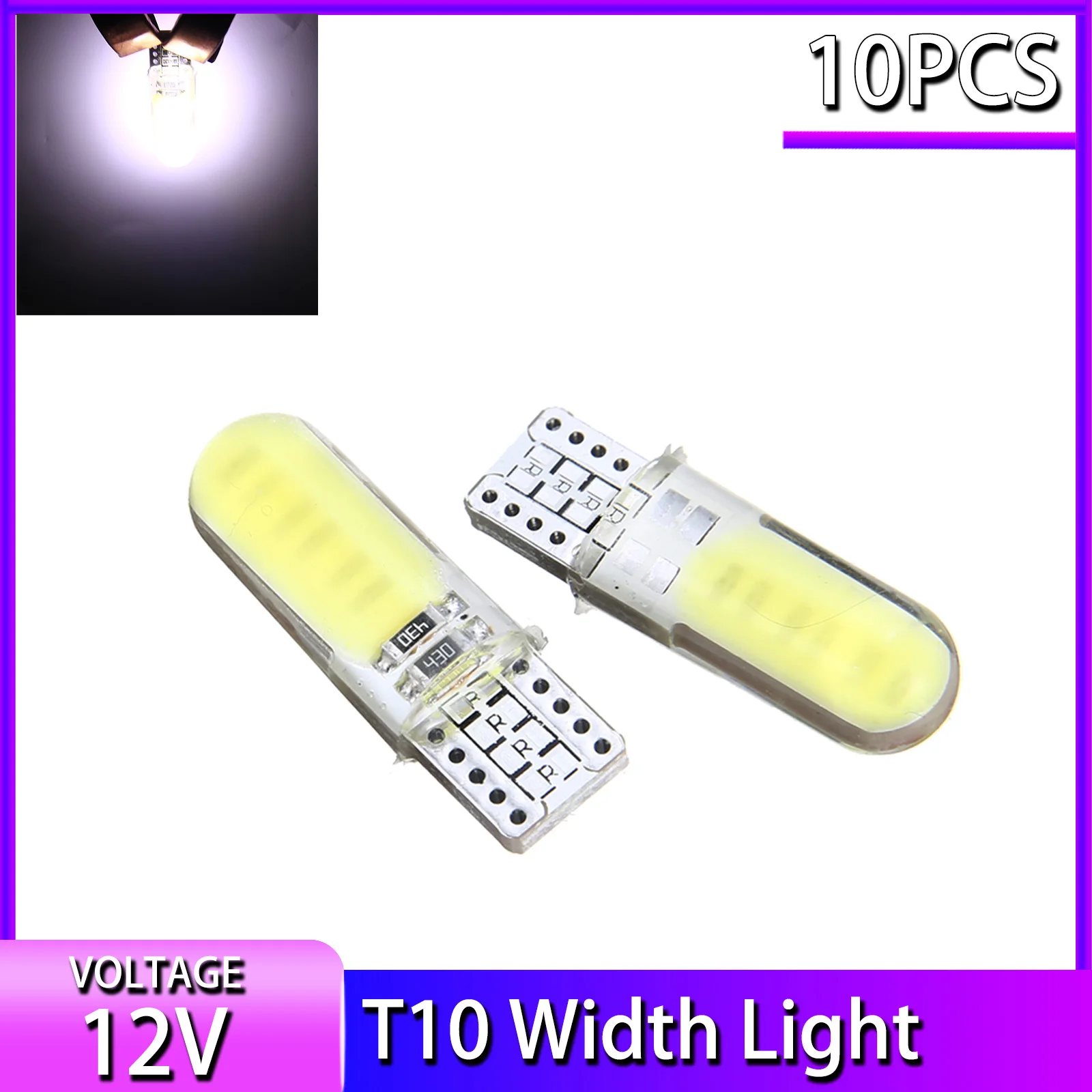 

Новинка, 10 шт., автомобильная светодиодная лампа T10 W5W 12 В 0,06 Вт, прочная автомобильная лампа, ширина, фотолампа, лампы для автомобилей, домов н...