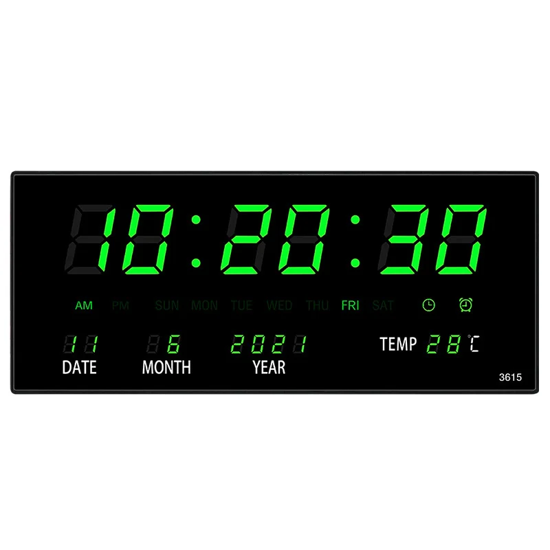 Alarm Hourly Chiming Temperature Date Calendar Table Clock Electronic Led Clock Decoration With Plug