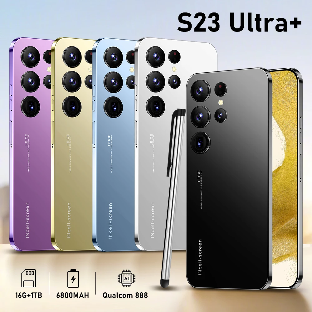 

Global Version Smartphone S23 Ultra+ 5G 6.8Inch 16GB +1TB Mobile Phone Fingerprint Face HD Camera Smart Cellphone Unlocked S22