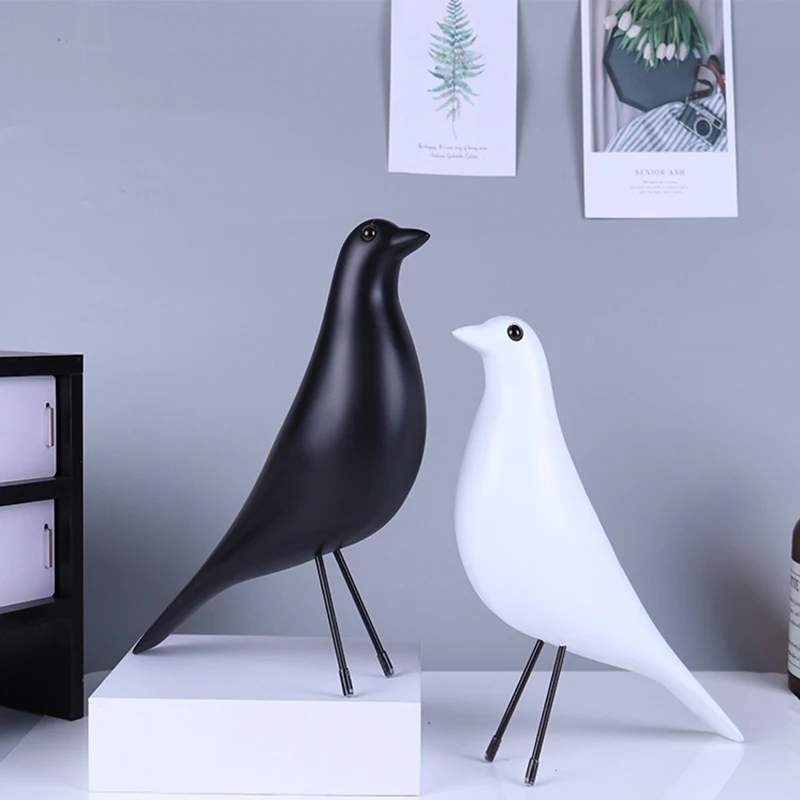 

Wooden Bird Decoration Ornaments Black Artificial Bird Pigeon Figurine Furnishing Statue Office Living Room Desktop Decoration