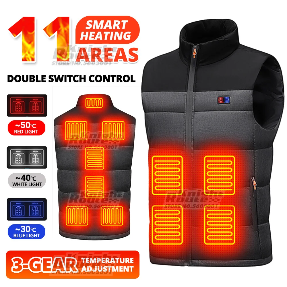 

11Areas Self Heated Vest Body Warmer USB Powered Women's Men's Warm Heating Jacket Heated Vest Man Thermal Warm Winter Fashion