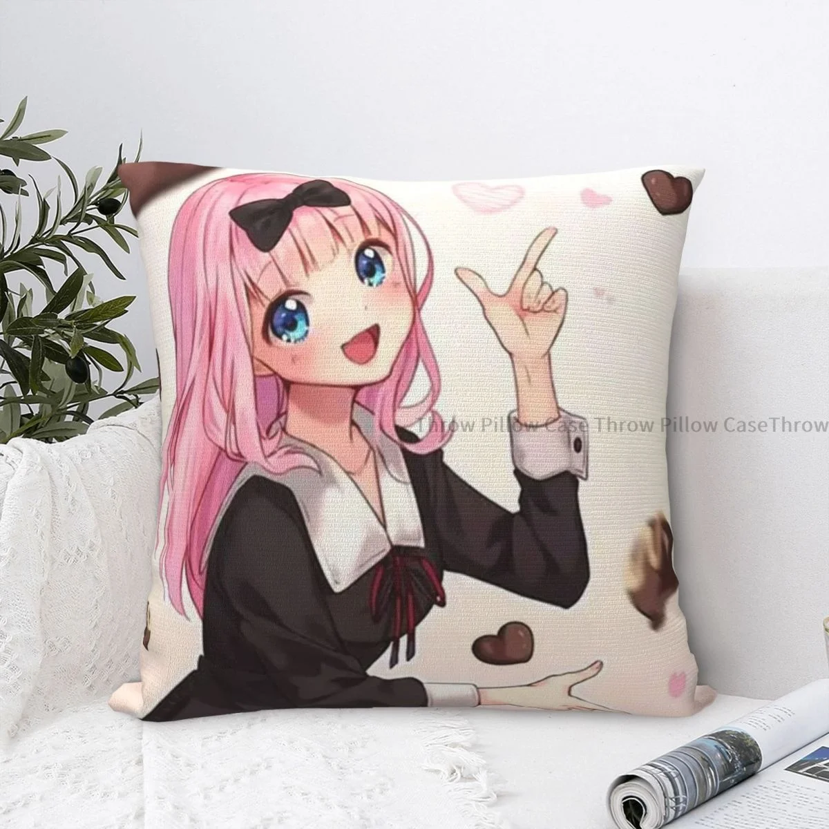 

Chika Fujiawara Pink Cojines Kaguya-sama Love is War Throw Pillow Case Cushion Covers Home Sofa Chair Decorative Backpack