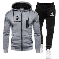 autumnwinter mens tracksuit fashionable printed long sleeved zipper coat and tracksuit casual jacket outdoor jogging suit