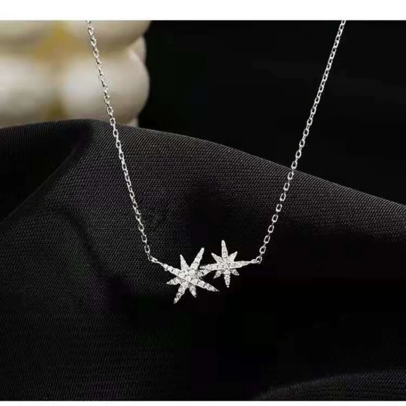 

Ins Silver Color Blink Star Pendant Planet Necklace Women Choker Luxury Geometry Clavicle Chain Party Valentine's Day Jewelry