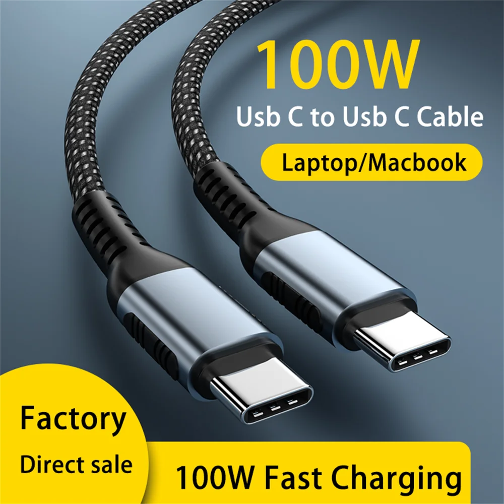 

100W 5A USB Type C To USB C Cable USB-C PD Fast Charging Charger Wire Cord For Macbook Samsung Xiaomi Type-C USBC Cable 1m 2m