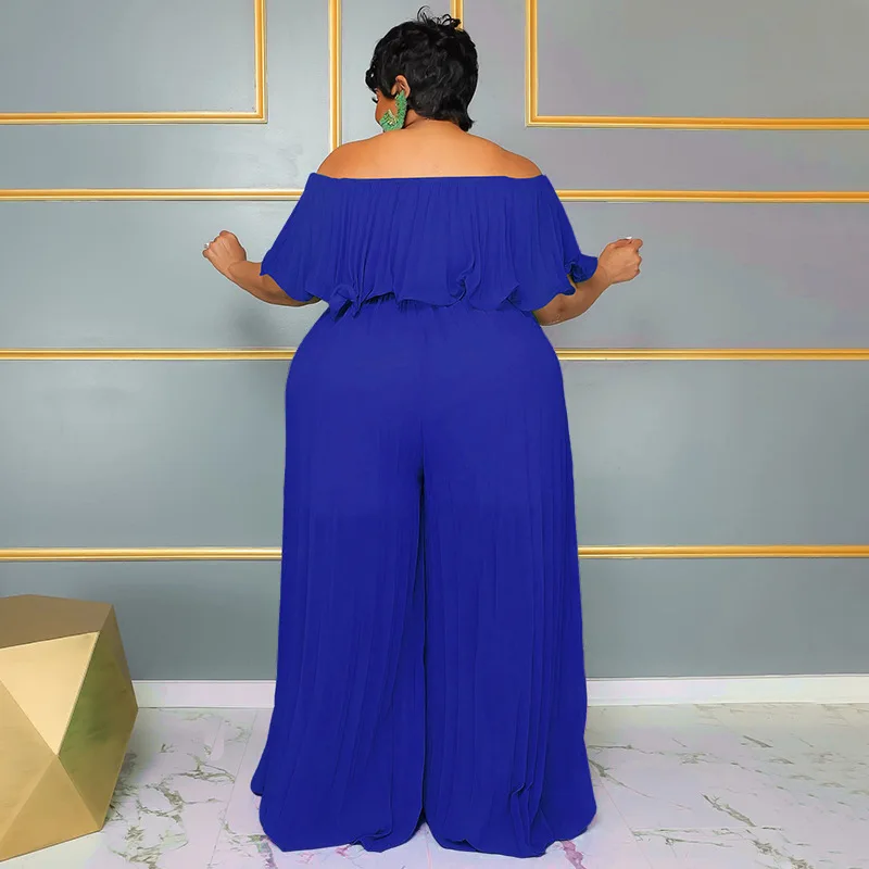 Plus Size Women Jumpsuit Long Elegant Chiffon One Piece Cloth Female Outwear Designer Wide Leg Pant 2023 Summer Fashion Jumpsuit
