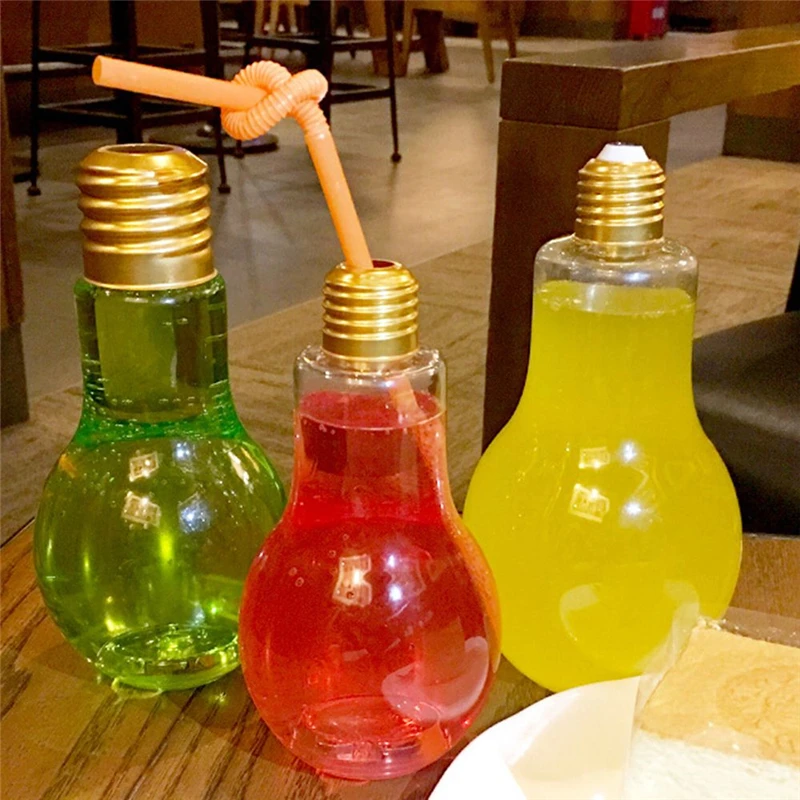 Creative Light Bulb Shaped Bottle Brief Fashion Leak-proof Drink Cup for Cooler Milk Juice Beer Men Original Gifts Coffee Table