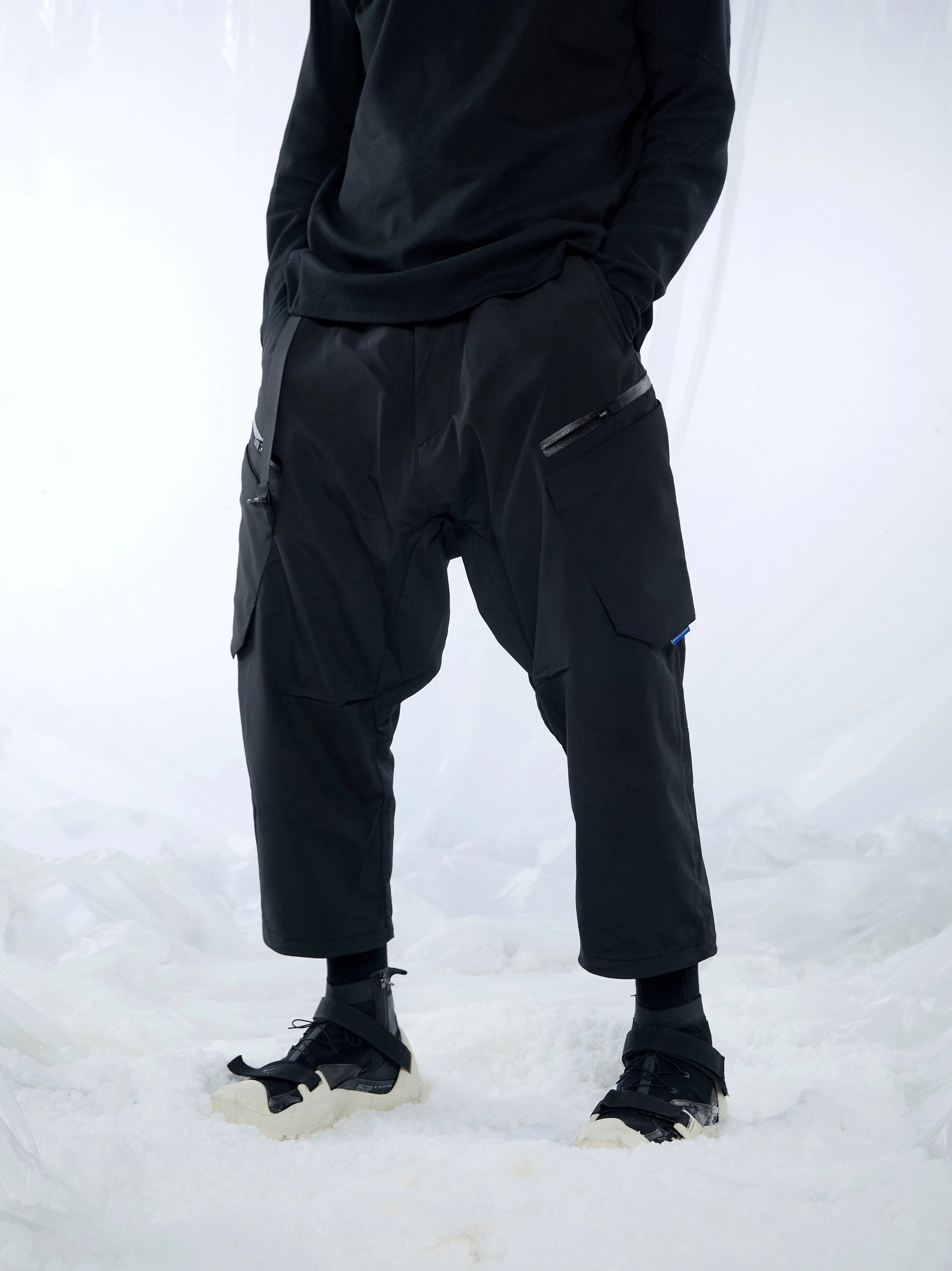 

REINDEE LUSION 20AW 3D STREAMER WATERPROOF PANTS TECHWEAR cyberpunk Black Cargo Cropped Pant Workwear Fashion Streetwear