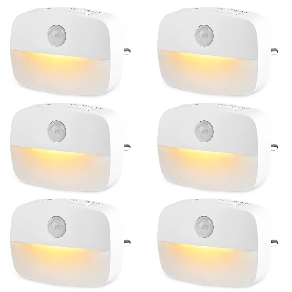 

Ночник с вилкой Стандарта ЕС, 6-1 шт., 220 В, приглушаемый настенный светильник с датчиком движения для кухни, спальни, кладовой, коридора, свети...