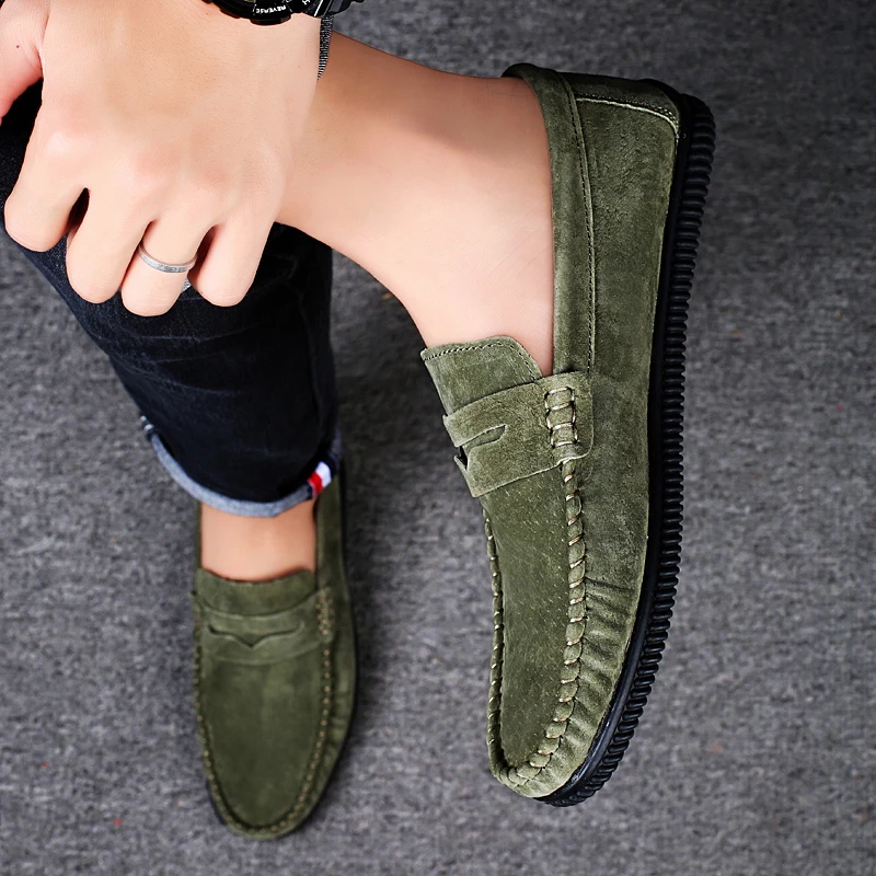 2025 Penny Loafer мужские армейские зеленые лоферы на плоской подошве мужская