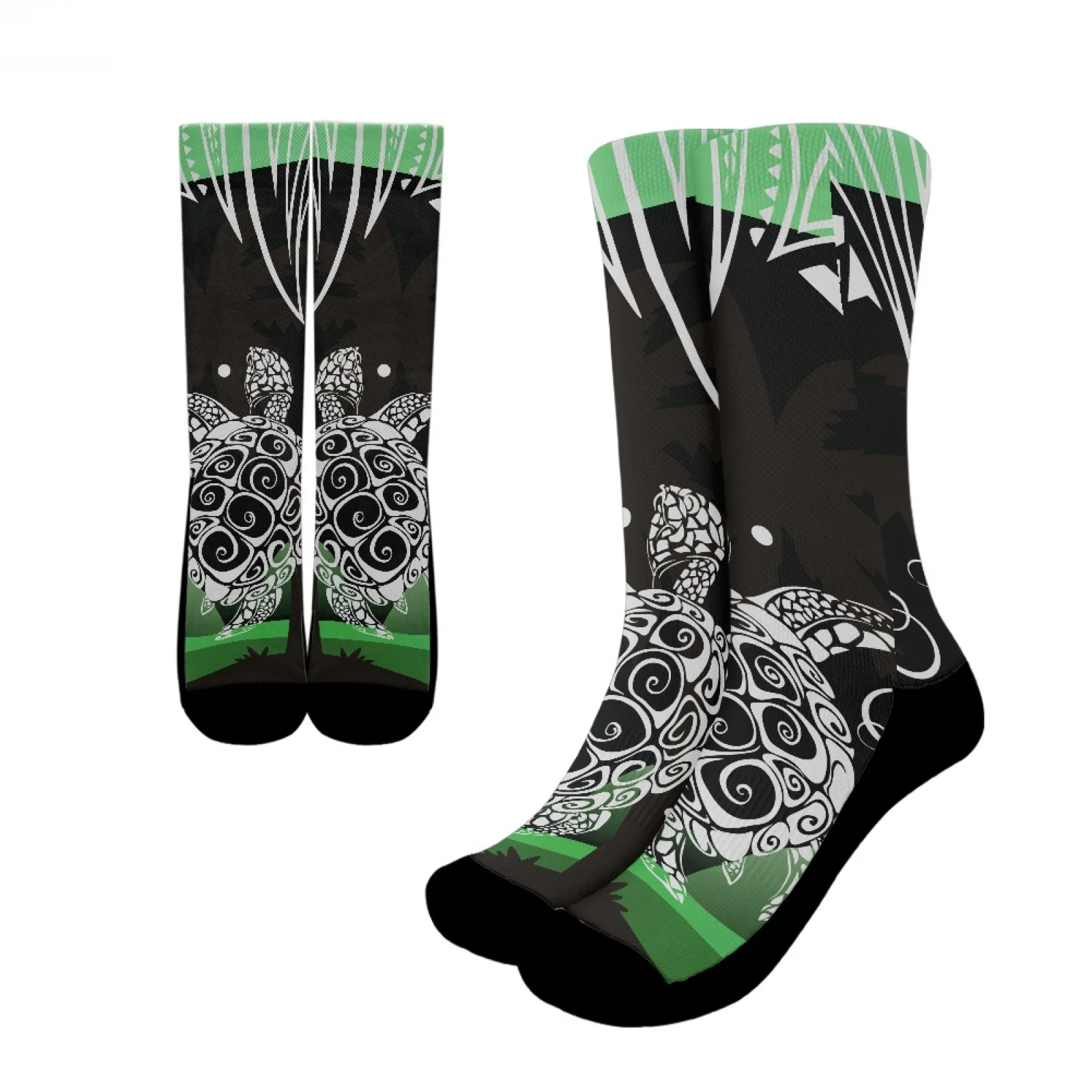 

Polynesian Tribal Samoan Totem Tattoo Samoa Prints Unisex Breathable Quick-Drying Sea Turtle Sports Socks Soft Polyester Fabric